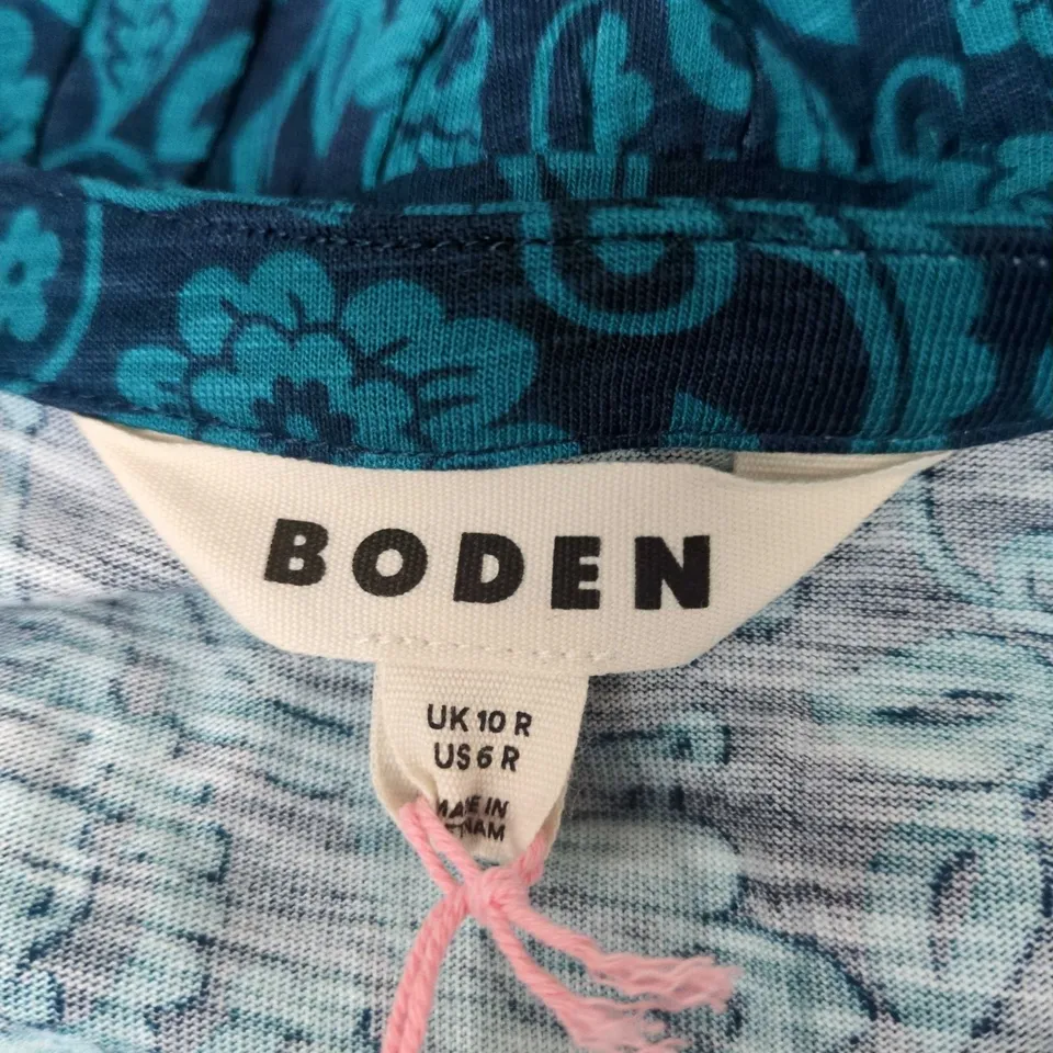 BODEN WOMEN’S TEAL FLORAL PRINT DRESS, UK 10 (US 6)