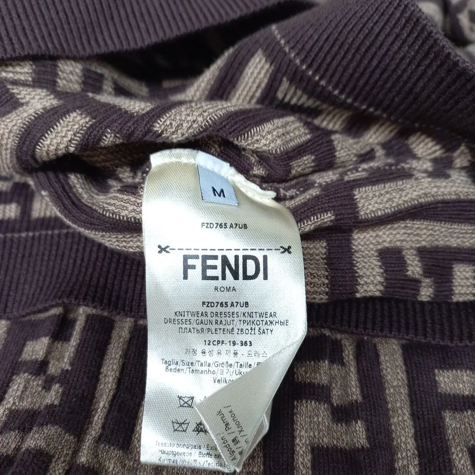 FENDI KNIT DRESS IN BROWN FF MONOGRAM – SIZE M