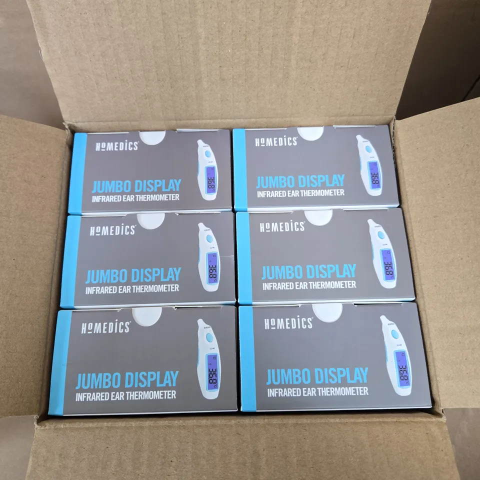 6 X BOXED HOMEDICS JUMBO DISPLAY INFRARED EAR THERMOMETERS 
