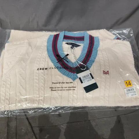 CREW CLOTHING CRICKET CABLE KNIT JUMPER – IVORY, UK SIZE 14