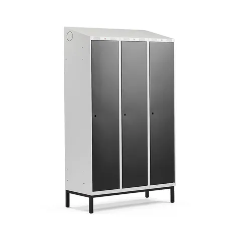 FULL LENGTH LOCKER CLASSIC LEG FRAME, 3 MODULES, 2100X1200X550MM, BLACK
