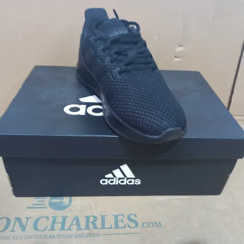 BOXED PAIR OF ADIDAS TRAINERS IN BLACK UK SIZE 1