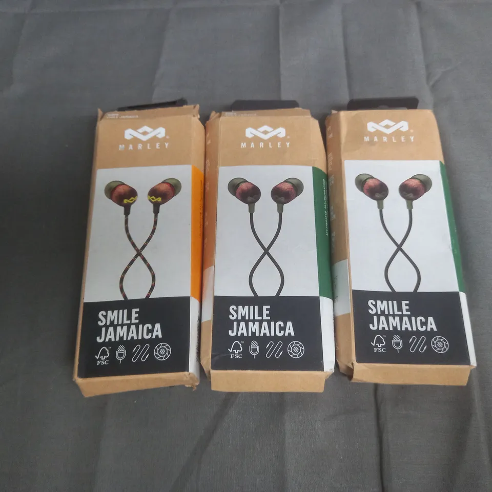 3X BOXED MARLEY SMILE JAMAICA WIRED EARBUDS 