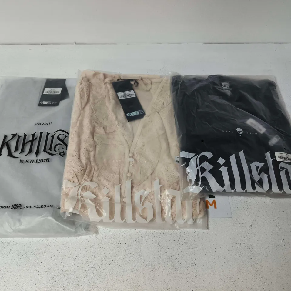 LOT OF APPROXIMATELY 29 BRAND NEW KILLSTAR CLOTHING ITEMS INCLUDES GRIM GRETCHEN AND ASHFALL DRESSES - VARIOUS SIZES