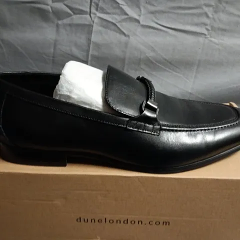 BOXED PAIR OF DUNE LONDON SCILLY LOAFERS β BLACK LEATHER β UK 9