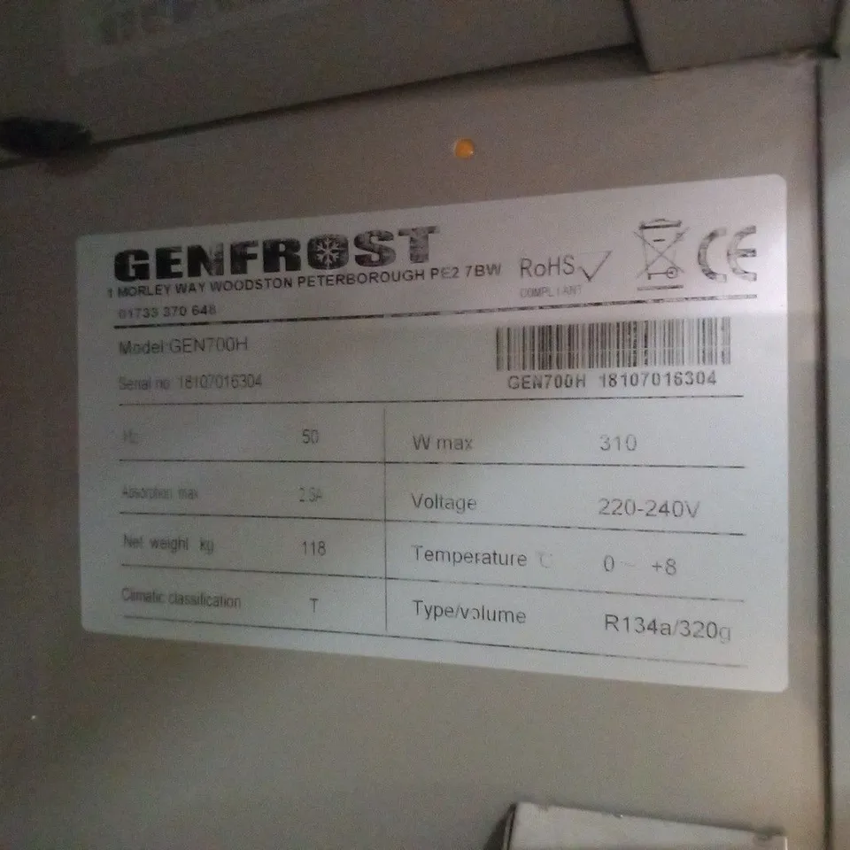 GENFROST GEN700H 650 LITRE UPRIGHT STORAGE FRIDGE