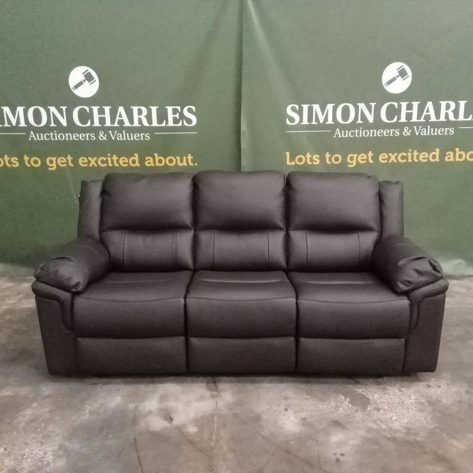 ALBION LUXURY FAUX LEATHER 3 SEATER HIGH BACK MANUAL RECLINER SOFA - CHOCOLATE RRP £619