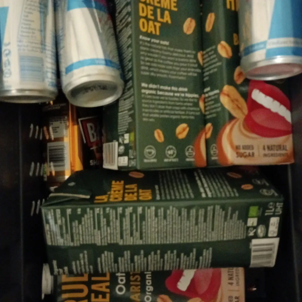 APPROXIMATELY 10 ASSORTED DRINK PRODUCTS TO INCLUDE OAT DRINKS, RED BULL, LUCOZADE ETC