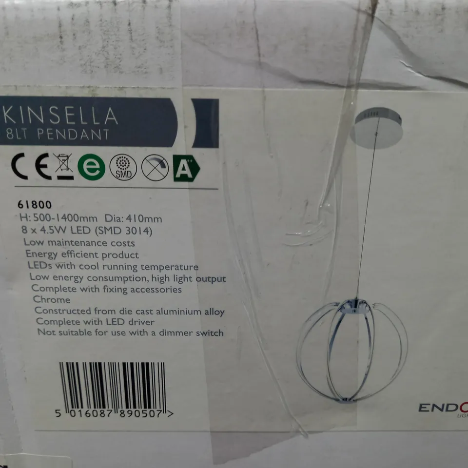 BOXED ENDON LIGHTING KINSELLA 8 LIGHT LED GLOBE PENDANT 
