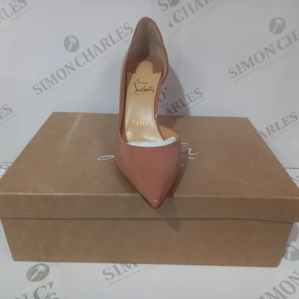 BOXED PAIR OF CHRISTIAN LOUBOUTIN POINTED TOE HIGH HEELS IN NUDE EU SIZE 37.5