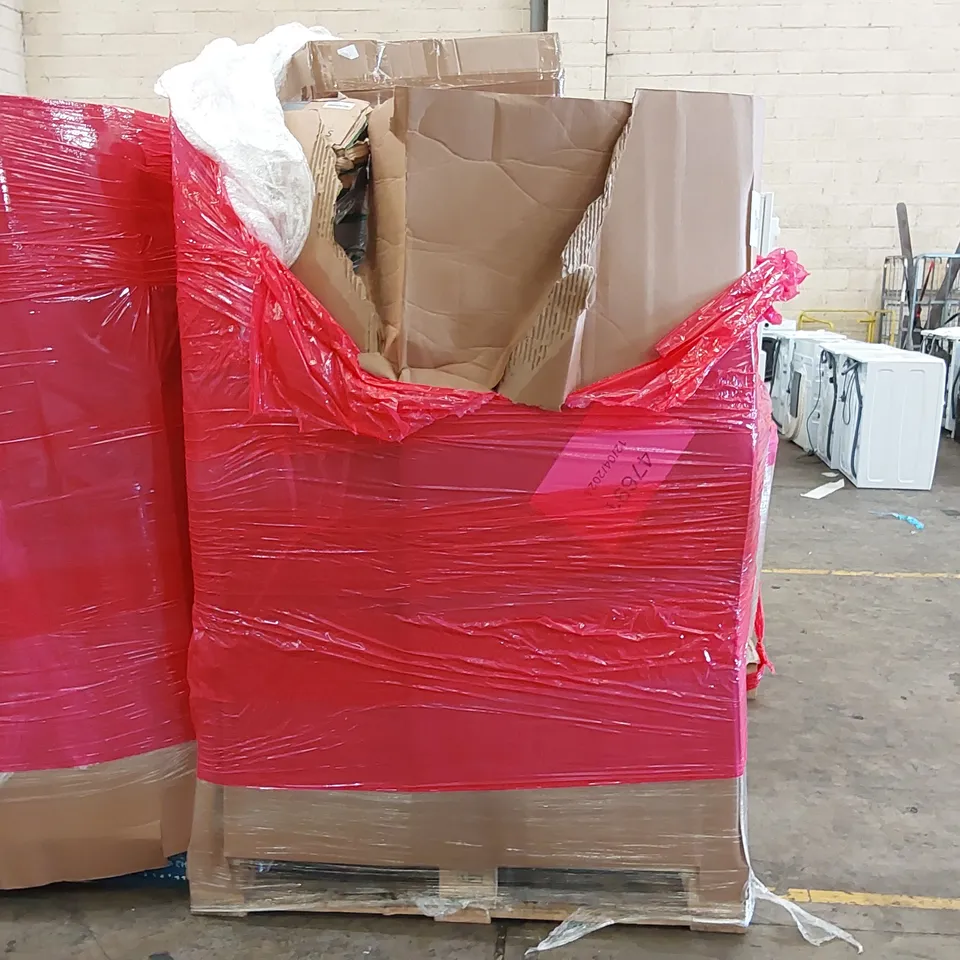 PALLET OF ASSORTED ITEMS INCLUDING:XEMQENER DIMMABLE CRYSTAL CEILING LIGHT, ADJUSTABLE WEIGHT BENCH, ATOMSTACK MAKER AIR FILTER, FOLDING SHIPPING TROLLEY