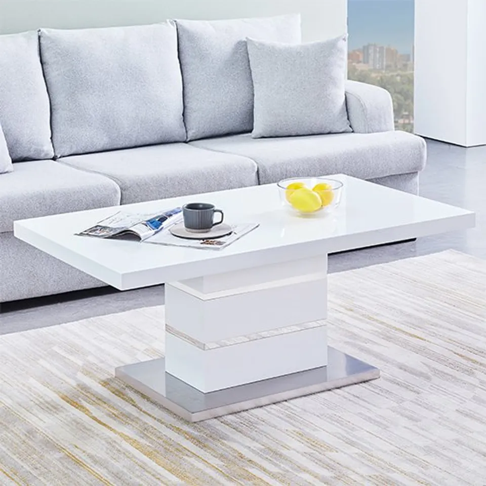 BOXED PARINI WHITE HIGH GLOSS COFFEE TABLE (2 BOXES)