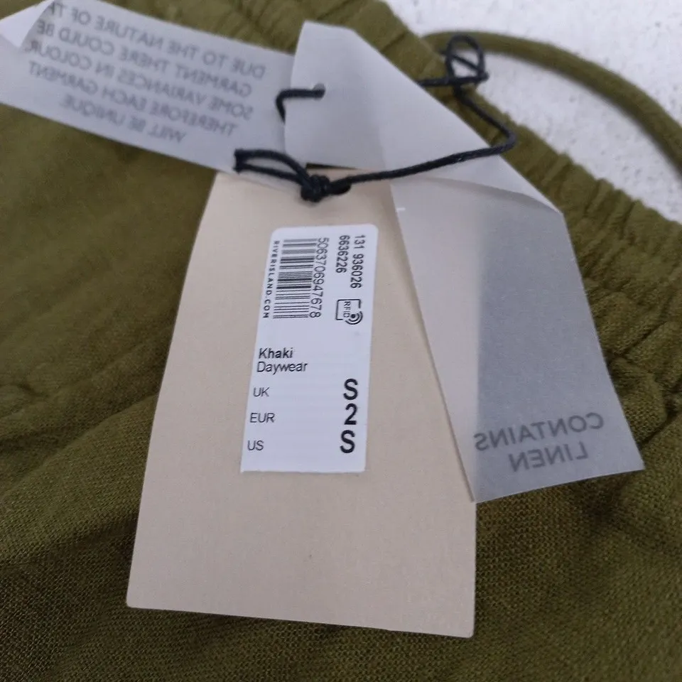 RIVER ISLAND KHAKI DAYWEAR TROUSERS – UK SIZE S (US/S, EUR S)