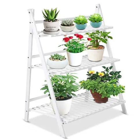 BOXED BOJORQUEZ 3-TIER FOLDABLE WOODEN LADDER SHELF NATURAL 