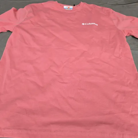 COLUMBIA PLAIN LOGO T-SHIRT, PINK - UK SIZE XS