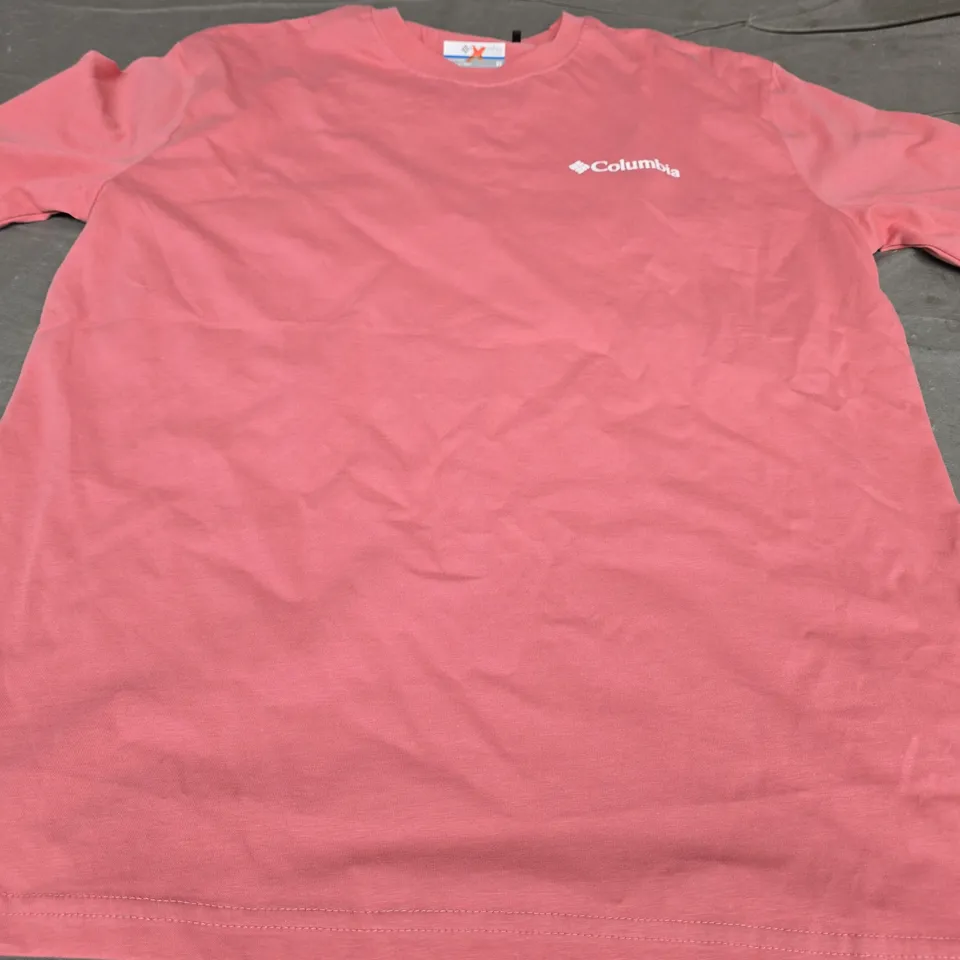 COLUMBIA PLAIN LOGO T-SHIRT, PINK - UK SIZE XS