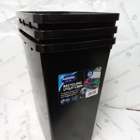 SET OF 3 RECYCLING KITCHEN UTILITY WASTE BINS