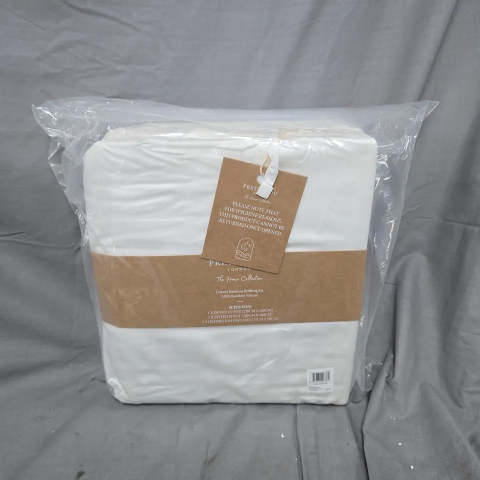 PRETTY YOU HOME COLLECTION LUXURY BAMBOO BEDDING SET IN WHITE (SUPERKING)