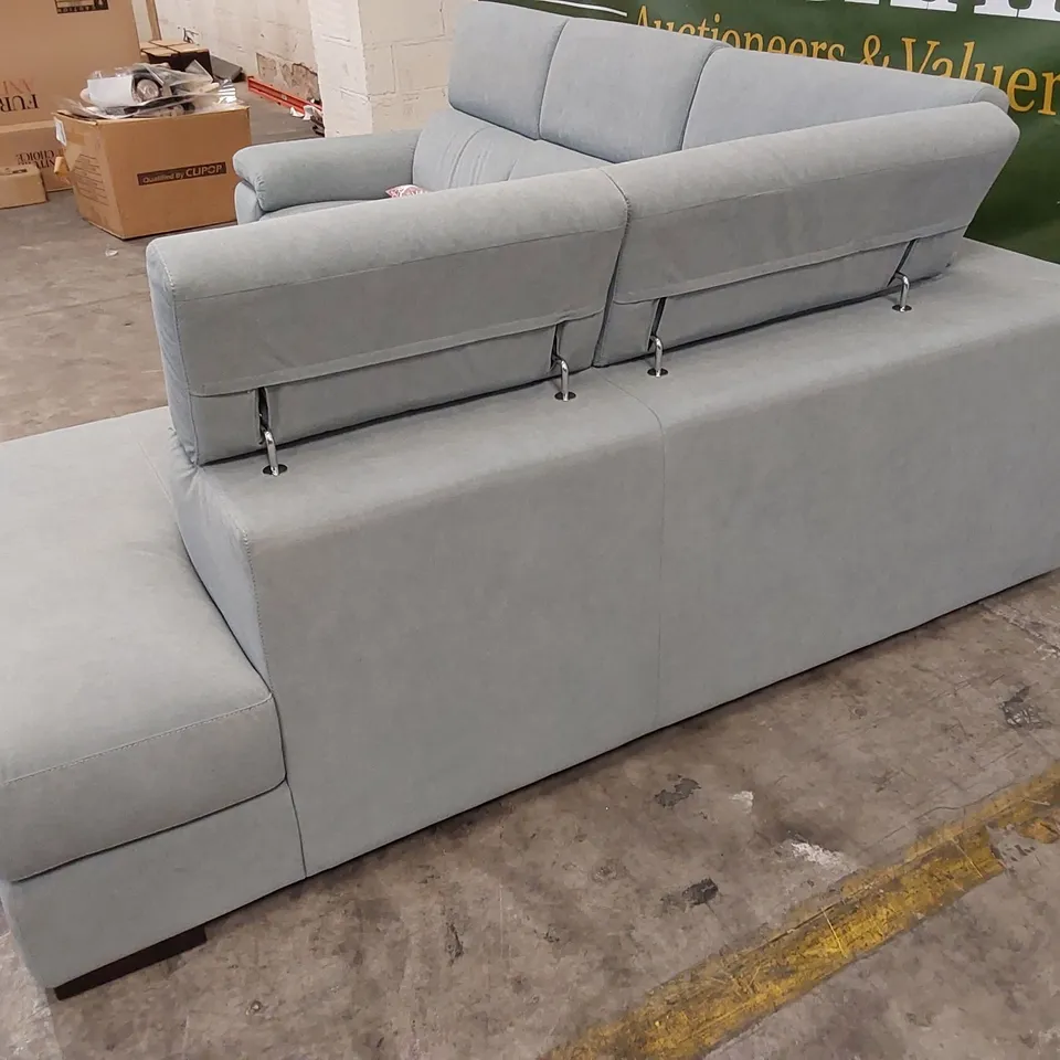 QUALITY DESIGNER ITALIAN MADE RICCARDO GREY FABRIC UPHOLSTERED ELECTRIC RECLINING CORNER SOFA
