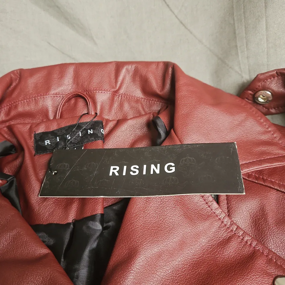 RISING BURGUNDY LEATHER JACKET  UK SIZE L