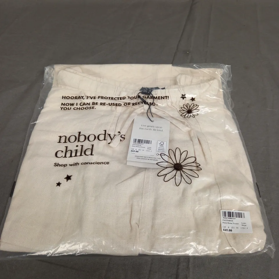 SEALED NOBODYS CHILD PETITE SHONA TROUSERS IN BEIGE - UK 8