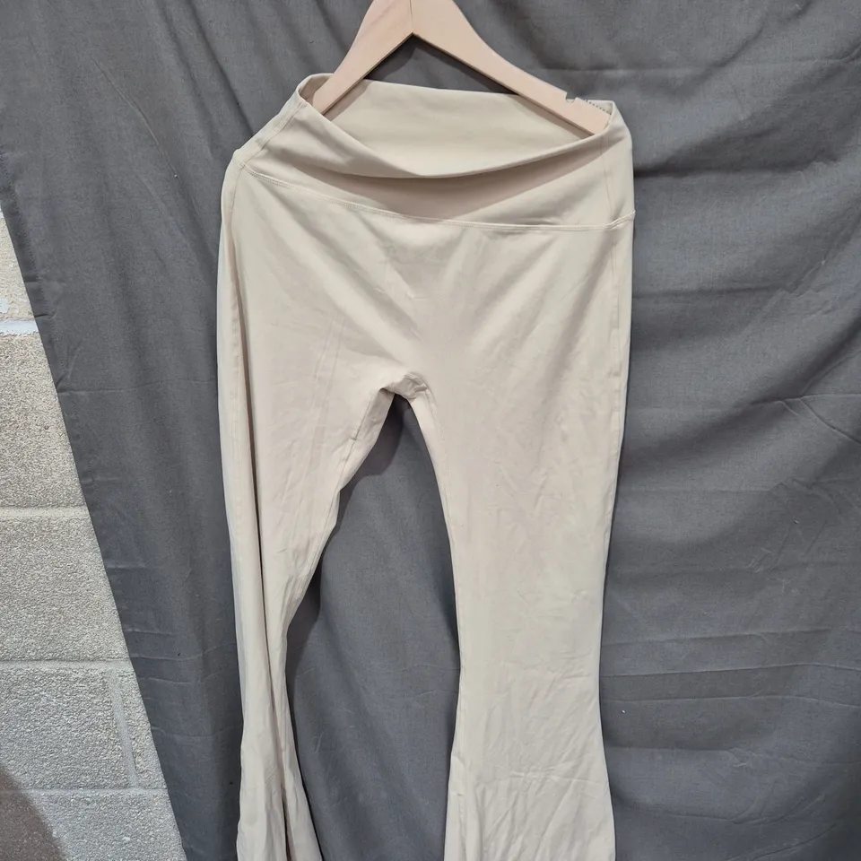 PRETTYLITTLETHING SAND HIGH-WAISTED FLARE  PANTS- SIZE UK14