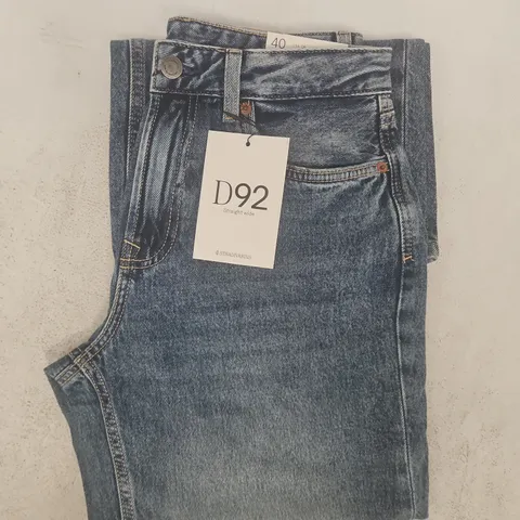 STRADIVARIUS D92 STRAIGHT WIDE JEANS IN BLUE SIZE UK 12