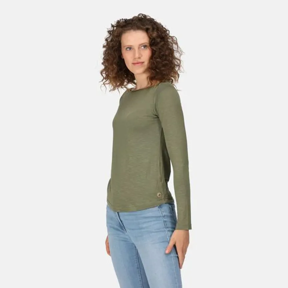 REGATTA WOMENS LAKEISHA BOAT NECK LONG SLEEVE TOP T SHIRT FOUR LEAF CLOVER SIZE 18
