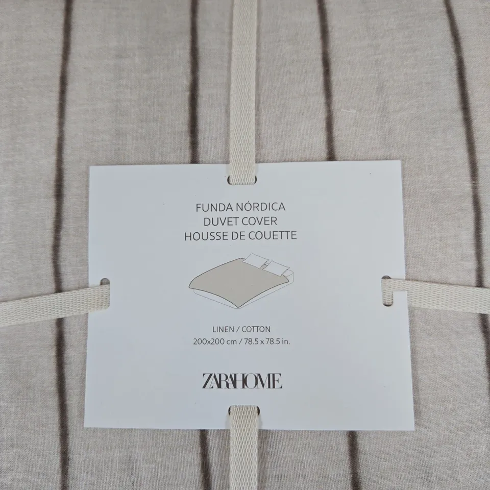 ZARA HOME LINEN/COTTON DUVET COVER – STRIPE PATTERN, 200X200 CM