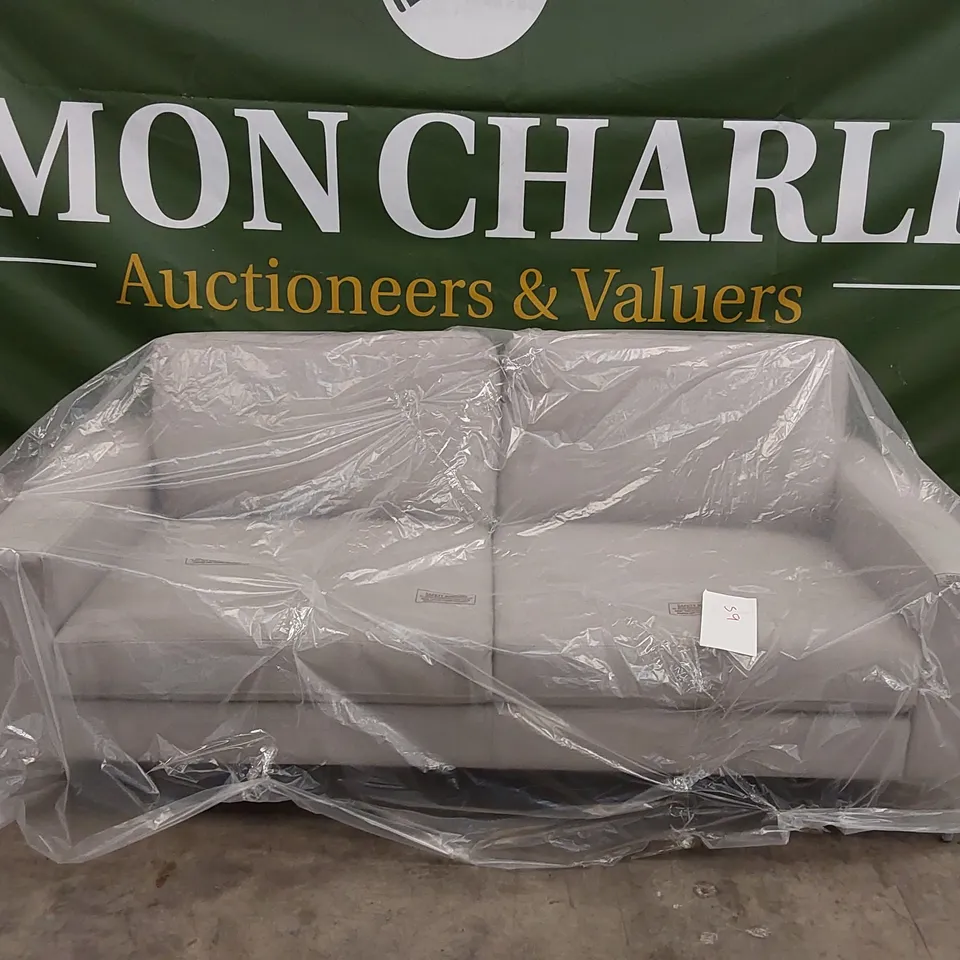 BALTIMORE DOVE GREY PLUSH FABRIC 3 SEATER SOFA