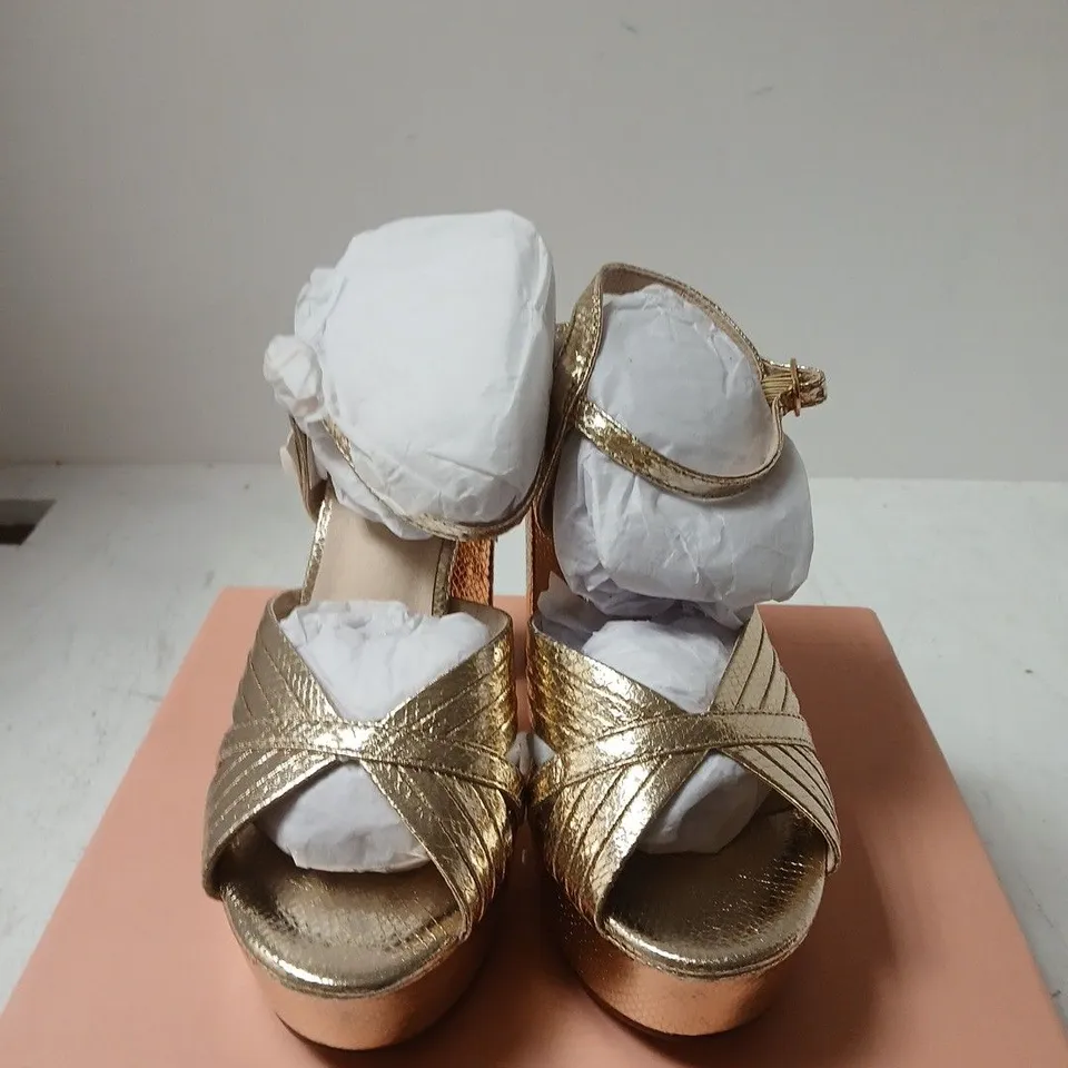 MODA IN PELLE MARDONIA GOLD PLATFORM HEELED SANDALS – UK4