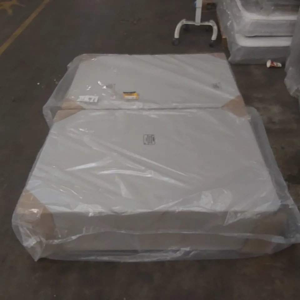 BAGGED 135CM SANDSTONE FABRIC DIVAN BASE (2 ITEMS)