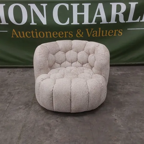 QUALITY DESIGNER HUIT OCTO SWIVEL CHAIR IN GLAM SAND FABRIC