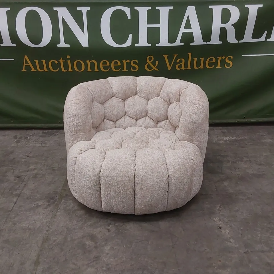 QUALITY DESIGNER HUIT OCTO SWIVEL CHAIR IN GLAM SAND FABRIC