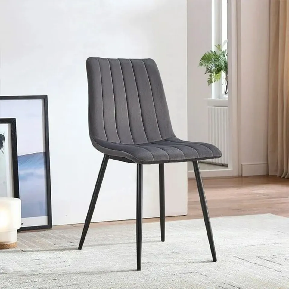 BOXED SET OF 2 GREY DINING CHAIRS