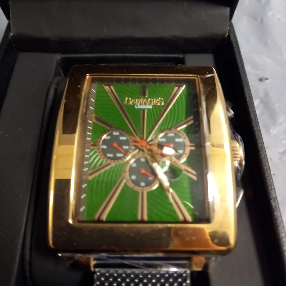 GAMAGES EXCLUSIVE GREEN DIAL GOLD COLOUR CASE WATCH 