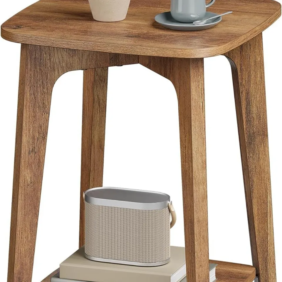BOXED VASAGLE SIDE TABLE, SMALL SQUARE END TABLE WITH LOWER SHELF