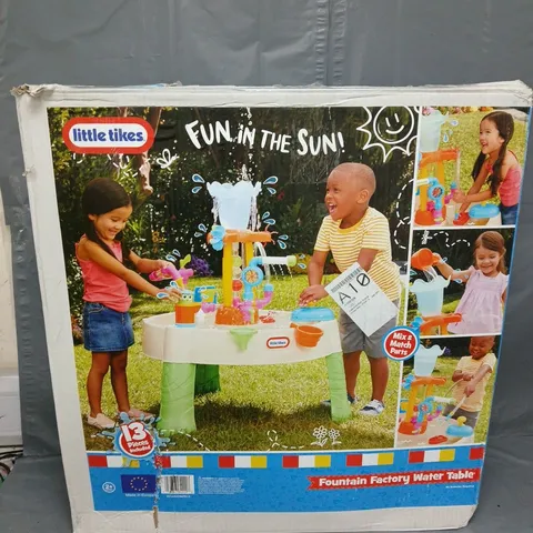 BOXED LITTLE TIKES FOUNTAIN FACTORY WATER TABLE