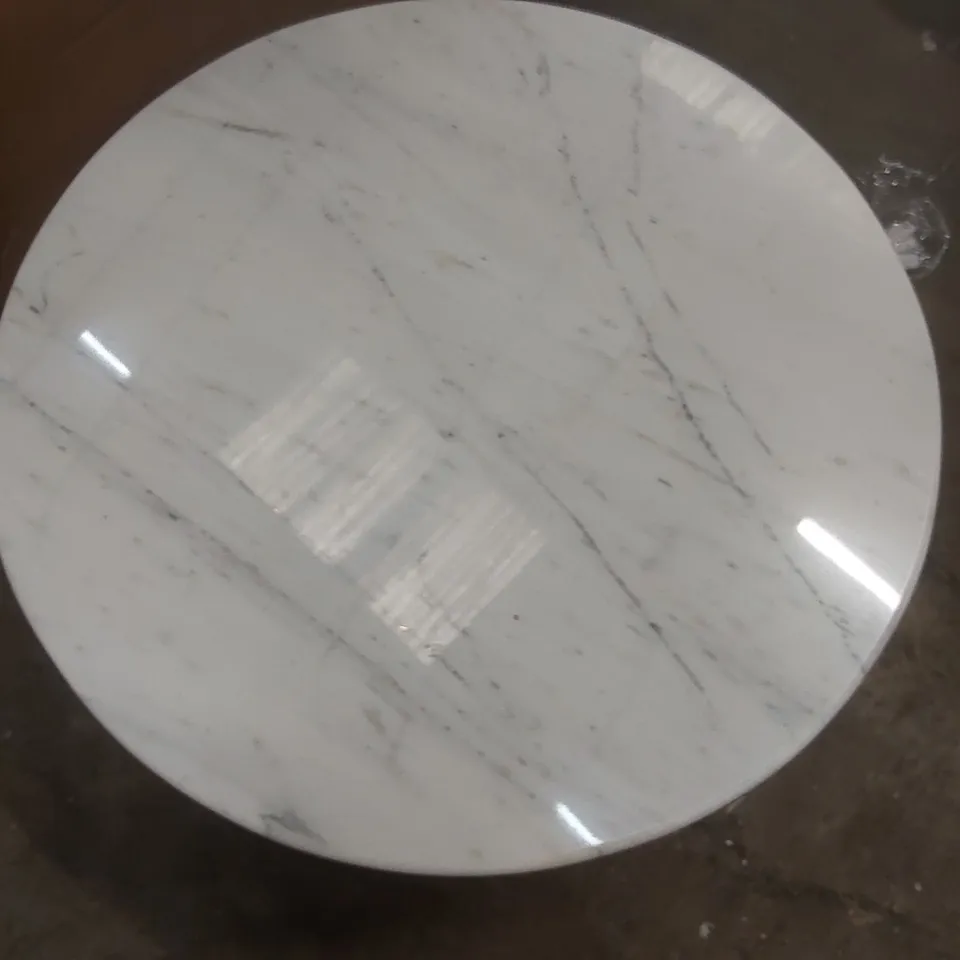 DANETTI MALIN WHITE MARBLE TOP DARK WOOD COFFEE TABLE