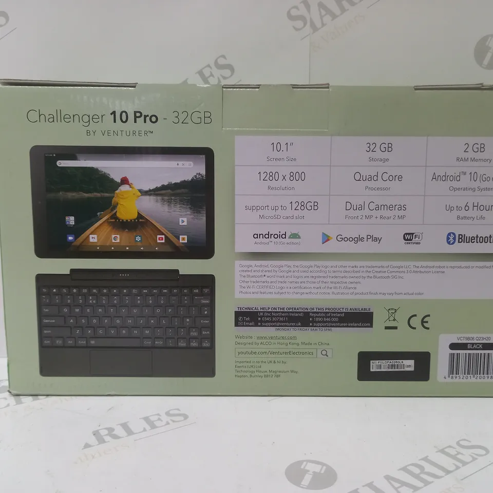 BRAND NEW BOXED VENTURER CHALLENGER 10 PRO 10.1" ANDROID TABLET WITH DETACHABLE KEYBOARD - 32GB