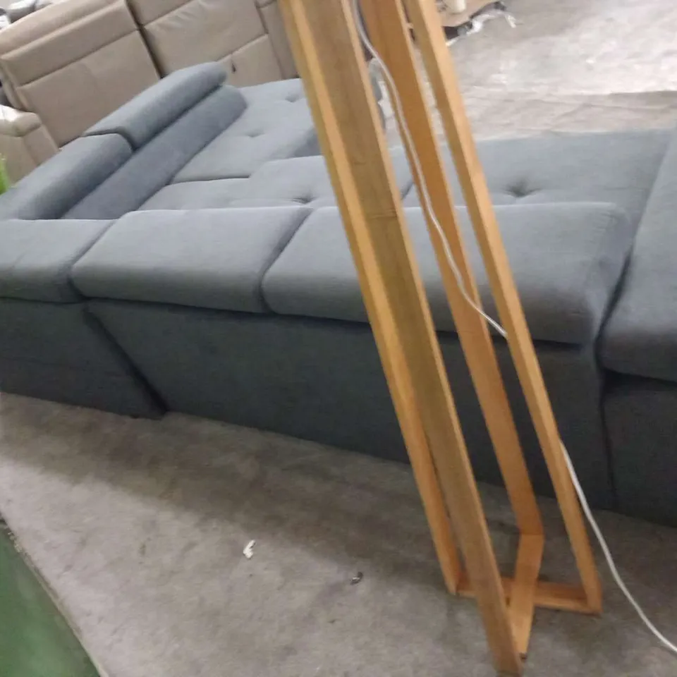 DESIGNER VOSBURG GREY FABRIC SLEPER CORNER SOFABED WITH STORAGE