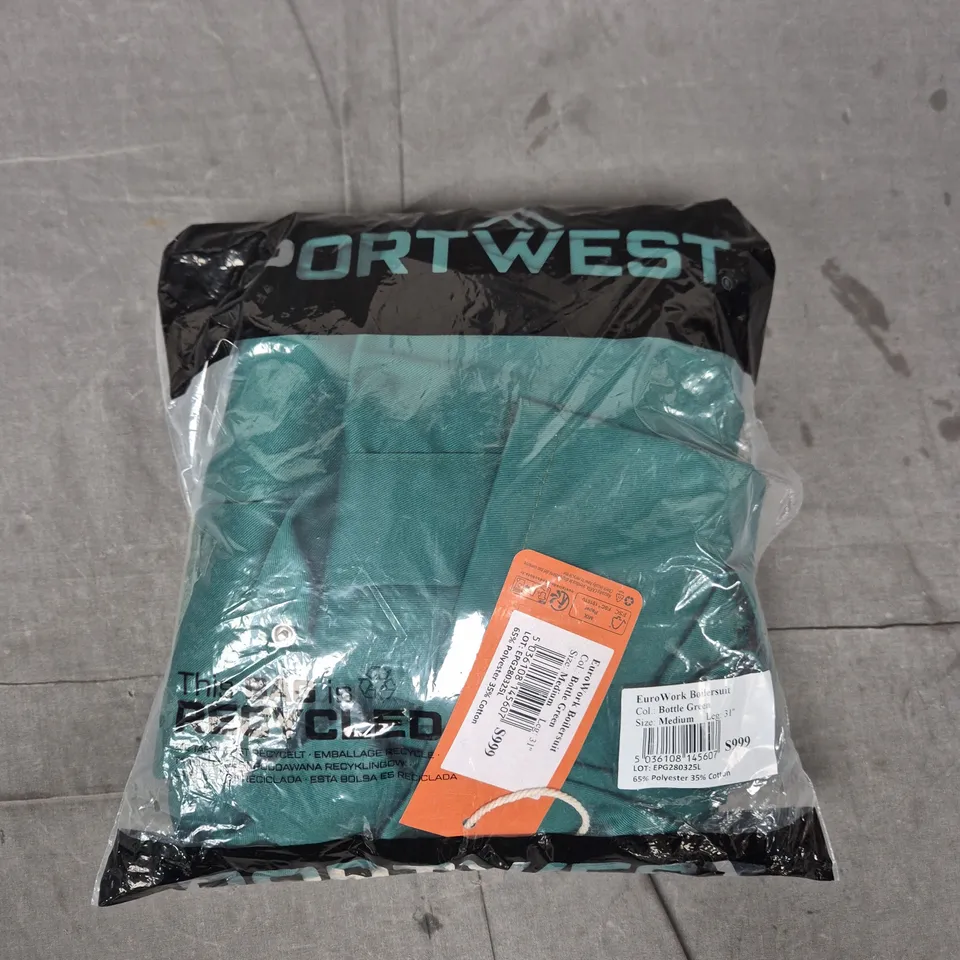 PORTWEST EURO WORK BOILERSUIT IN GREEN SIZE MEDIUM