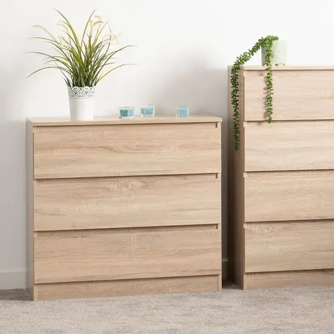 BOXED MALVERN 3 DRAWER CHEST - SONOMA OAK EFFECT (1 BOX)
