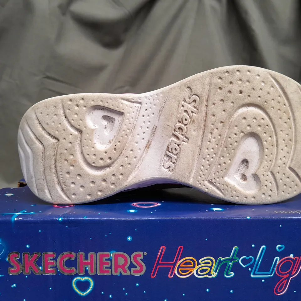 BOXED SKECHERS HEART LIGHTS RAINBOW LUX TRAINERS - UK 11.5 KIDS