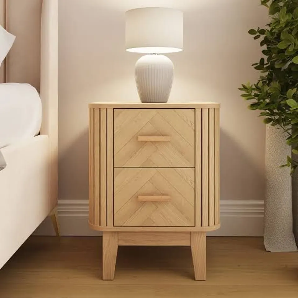 BOXED AXEL 2 DRAWER BEDSIDE TABLE - OAK (1 BOX)