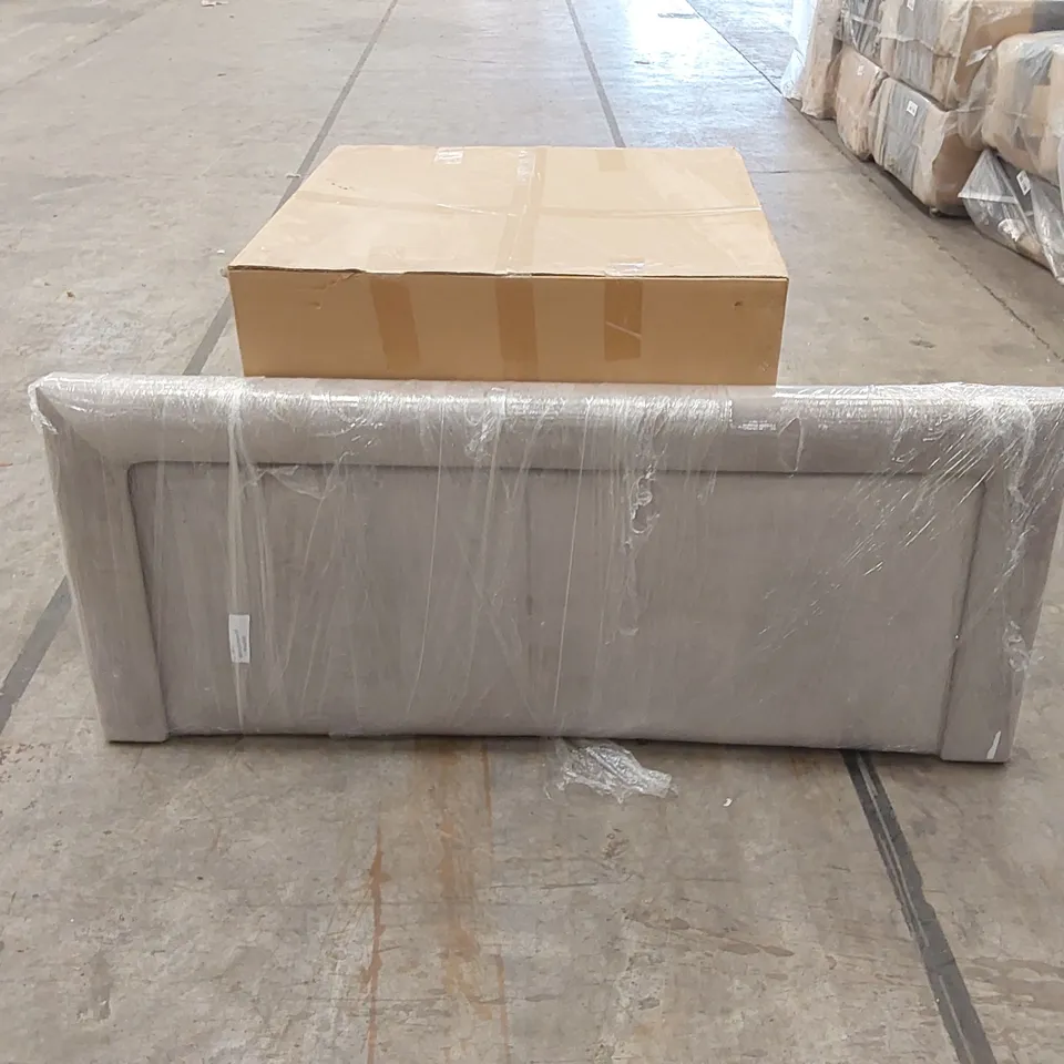 BAGGED DESIGNER 150cm KING SIZE VELVET UPHOLSTERED HEADBOARD - SILVER