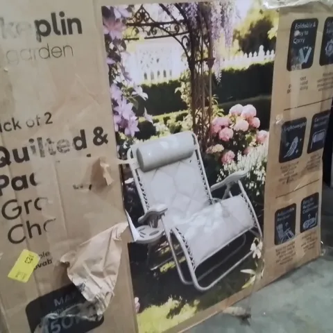 BOXED KEPLIN PACK OF 2 QUILTED PADDED GRAVITY CHAIRS GREY