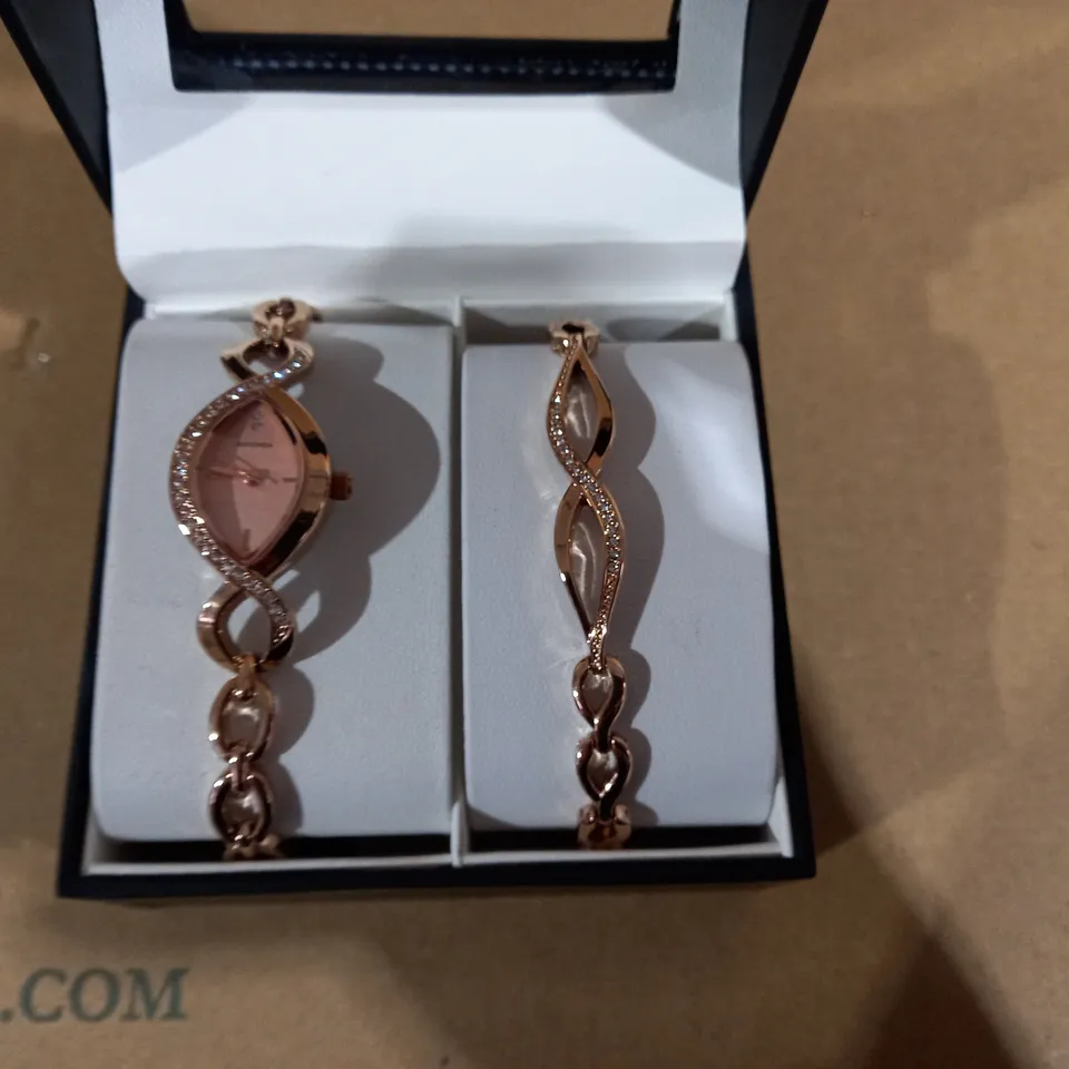 SEKONDA WATCH AND BRACELET SET - ROSE GOLD EFFECT 