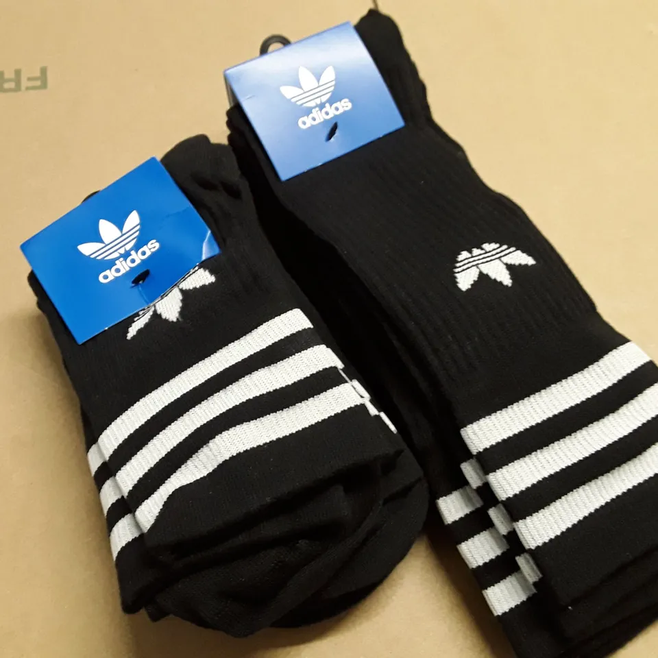 LOT OF 2 3-PACKS OF ADIDAS SOCKS - M