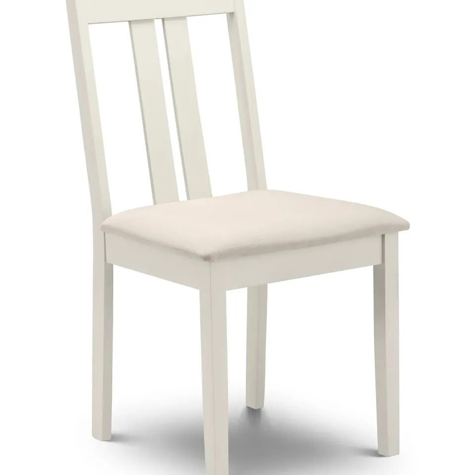 BOXED SET OF 2 JULIAN BOWEN RUFFORD DINING CHAIRS - IVORY (1 BOX)